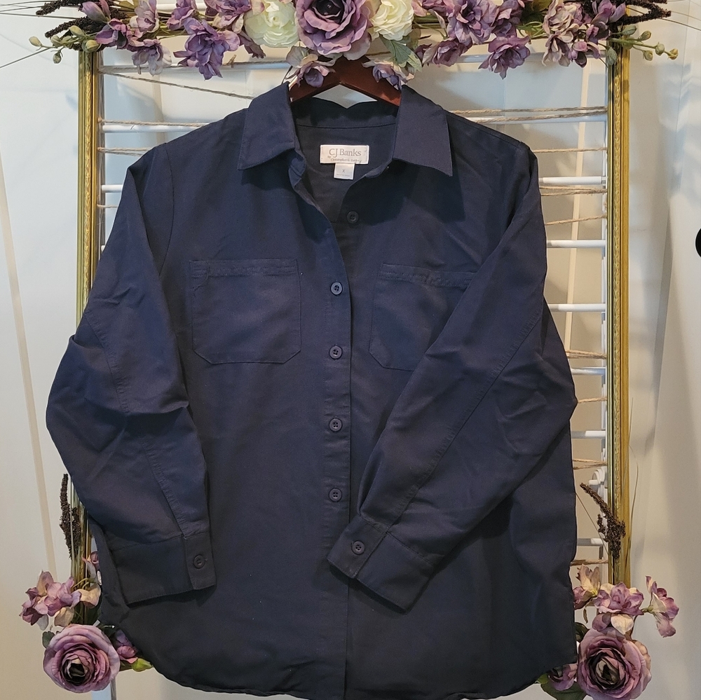 Cj Banks Navy Button Up